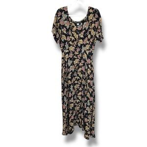 Vintage Dress to Kill Dark Floral 90s Midi Dress Size One Size Fits All